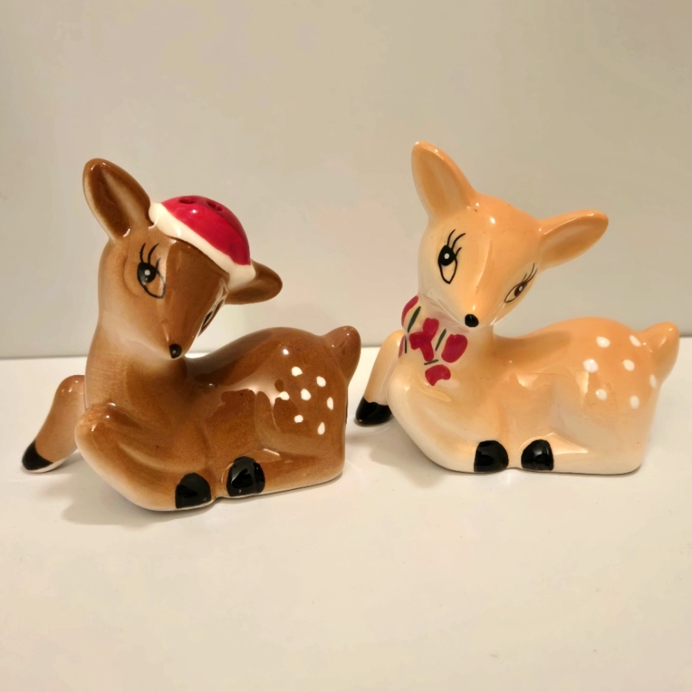 Fawn Reindeer Salt & Pepper Shakers Christmas Table Vintage Christmas